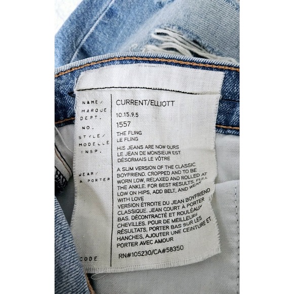 CURRENT ELLIOTT the-fling-tattered-destroy intermix goop boyfriend jeans $335 28 - Picture 13 of 16